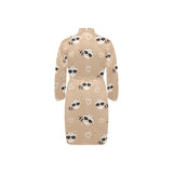 Cute raccoon heart pattern Men's Long Sleeve Belted Night Robe