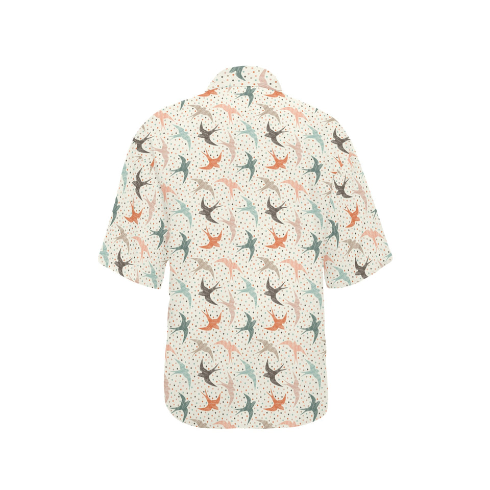 Swallow Pattern Print Design 02 Women's All Over Print Hawaiian Shirt