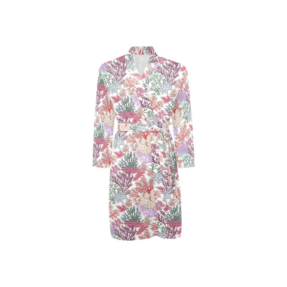 Coral Reef Pattern Print Design 03 Men's Long Sleeve Belted Night Robe