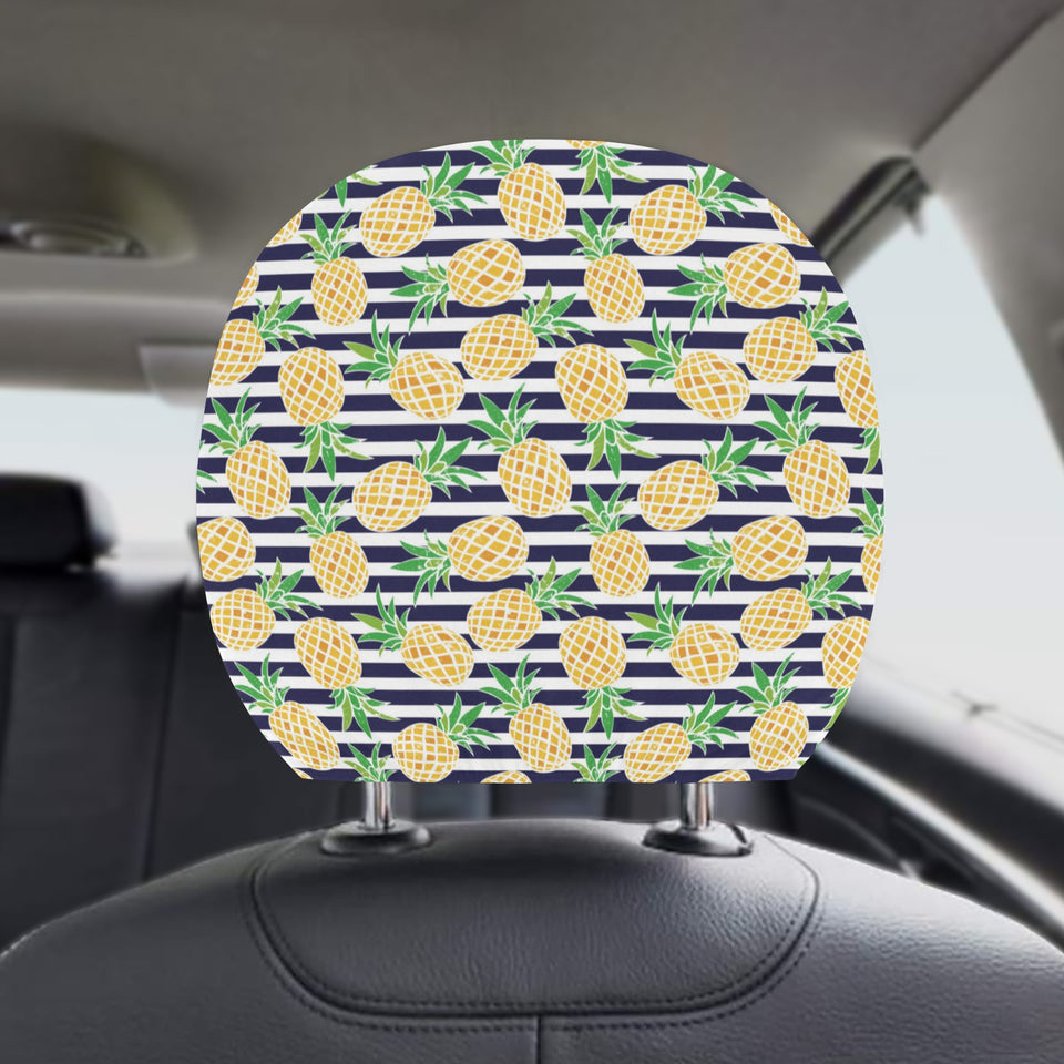 Pineapples pattern striped background Car Headrest Cover