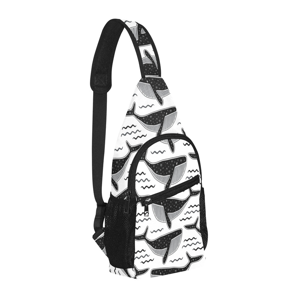 Black whale pattern All Over Print Chest Bag
