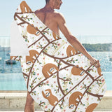 Sloths hanging on the tree pattern Beach Towel