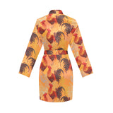 red rooster chicken cock pattern Women's Long Sleeve Belted Night Robe