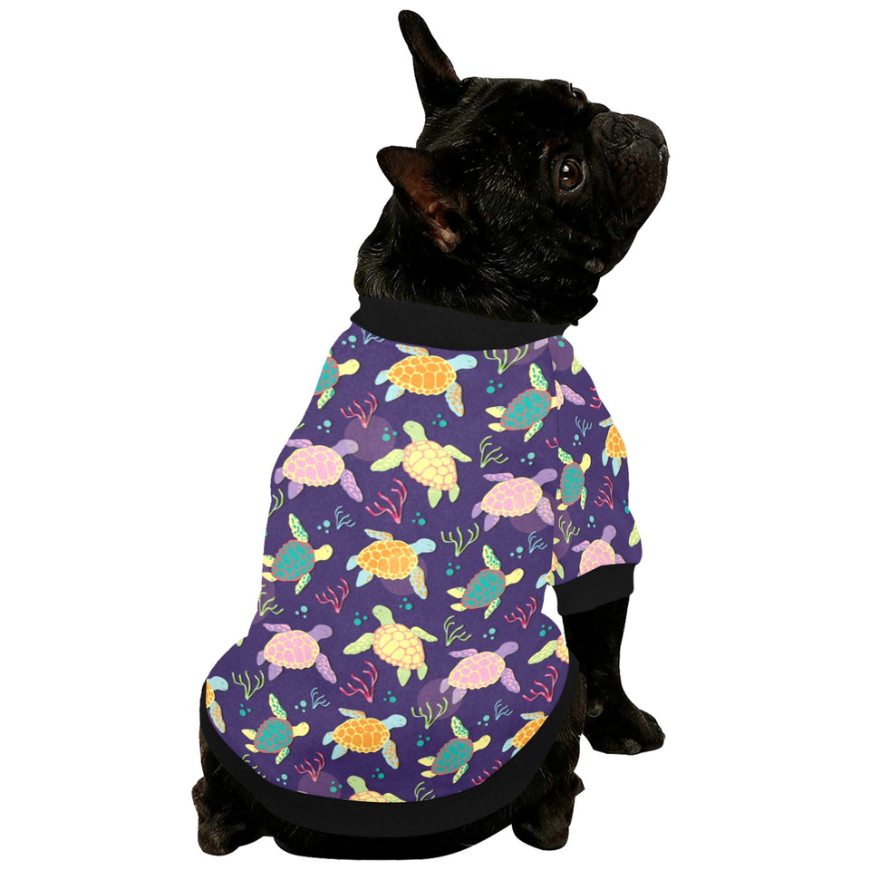 Colorful sea turtle pattern All Over Print Pet Dog Round Neck Fuzzy Shirt