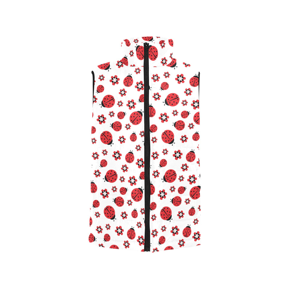 Ladybug Pattern Print Design 04 Women's Padded Vest