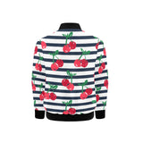 Hand drawn cherry pattern striped background Kids' Boys' Girls' Bomber Jacket