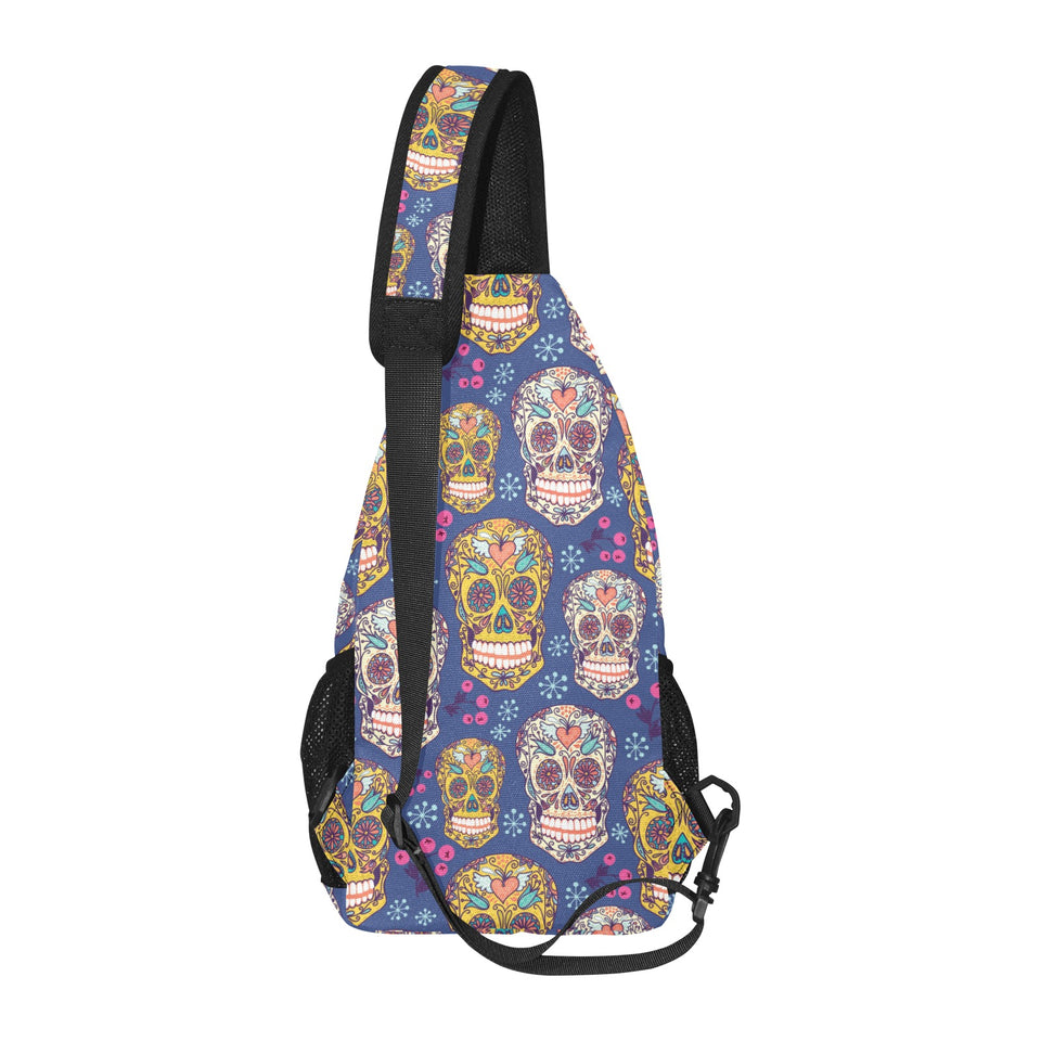 Sugar skull flower pattern All Over Print Chest Bag
