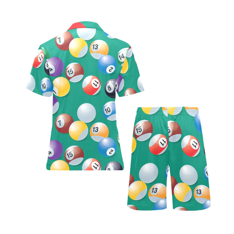 Billiard Ball Pattern Print Design 01 Men's V-Neck Short Pajama Set