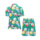 Billiard Ball Pattern Print Design 01 Men's V-Neck Short Pajama Set