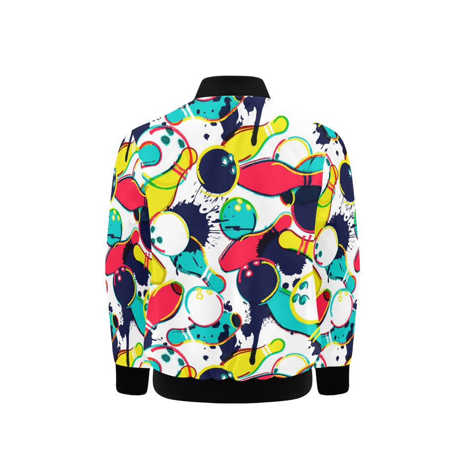 watercolor bowling ball pins Kids' Boys' Girls' Bomber Jacket