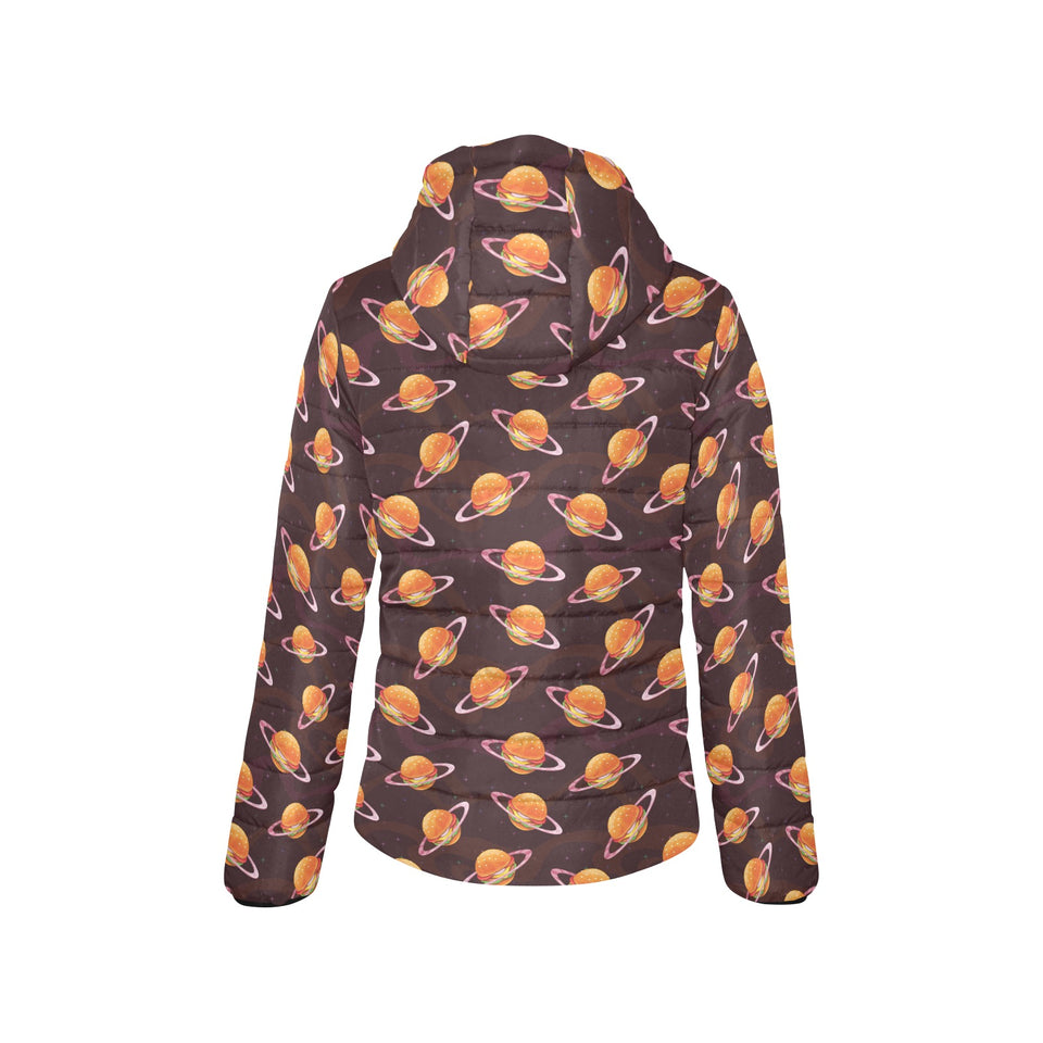 Hamburger Pattern Print Design 05 Women's Padded Hooded Jacket