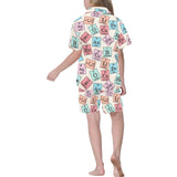 Chemistry Periodic Table Pattern Print Design 02 Kids' Boys' Girls' V-Neck Short Pajama Set