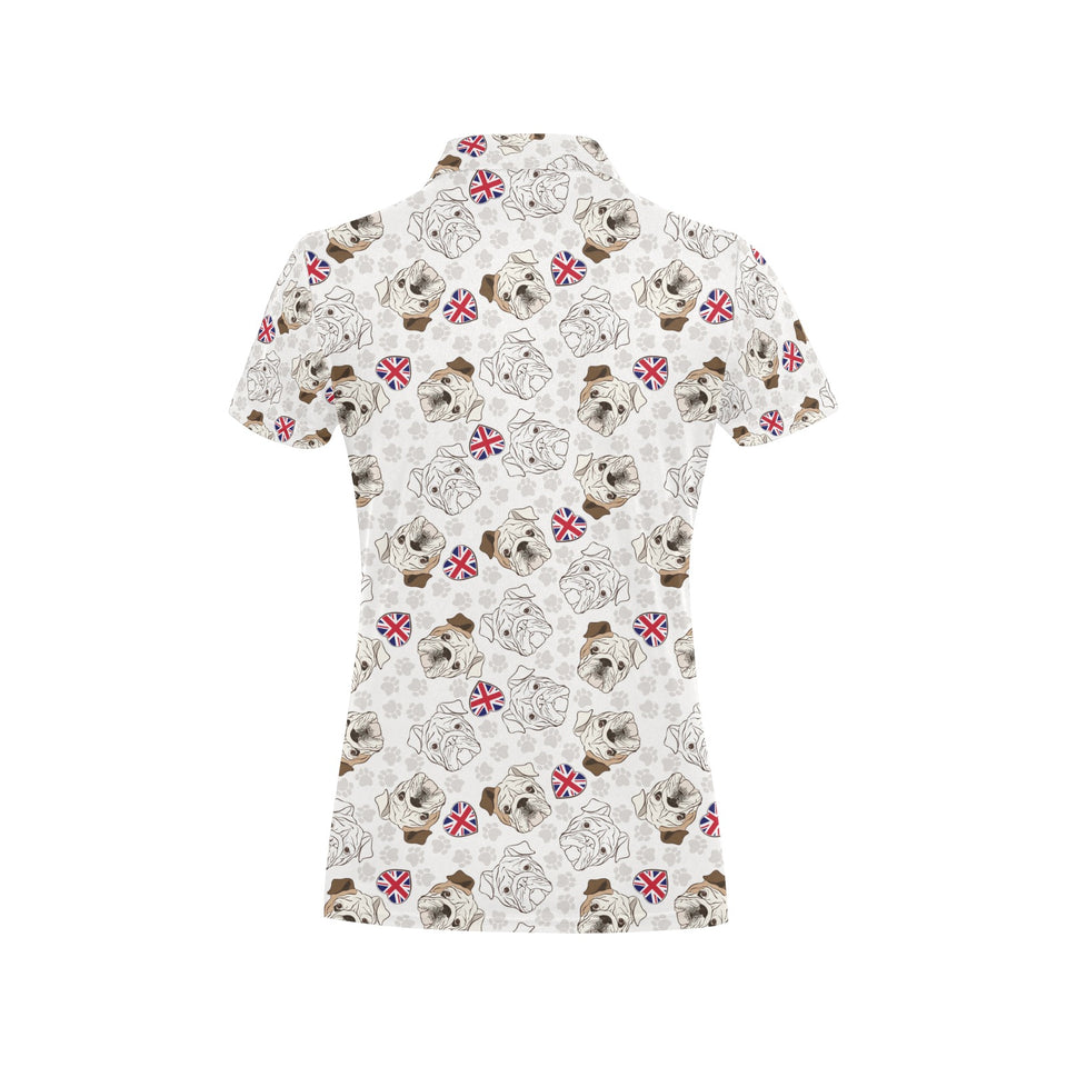 English Bulldog Pattern Print Design 01 Women's All Over Print Polo Shirt