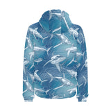Shark hand drawn Men's Padded Hooded Jacket