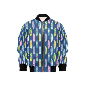 Surfboard Pattern Print Design 03 Kids' Boys' Girls' Bomber Jacket