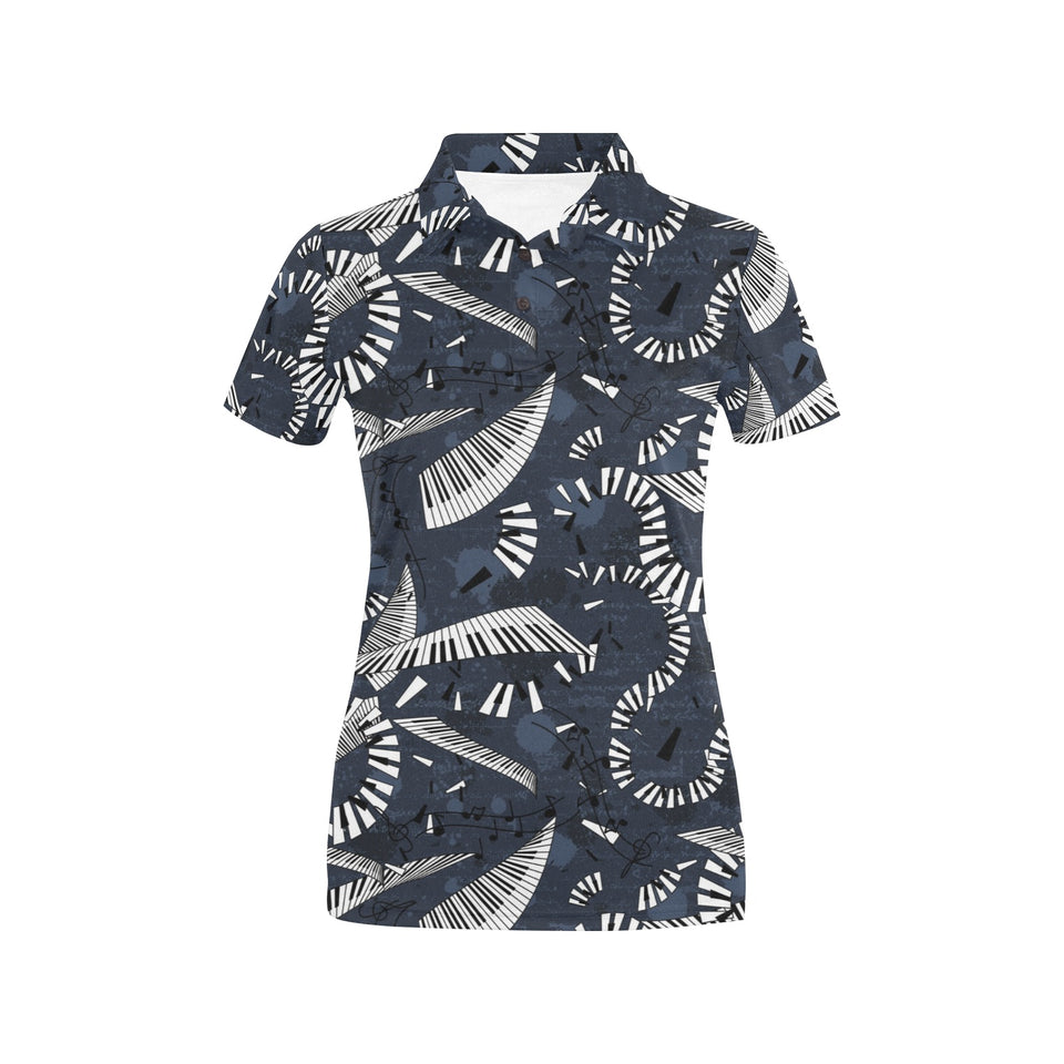 Piano Pattern Print Design 02 Women's All Over Print Polo Shirt