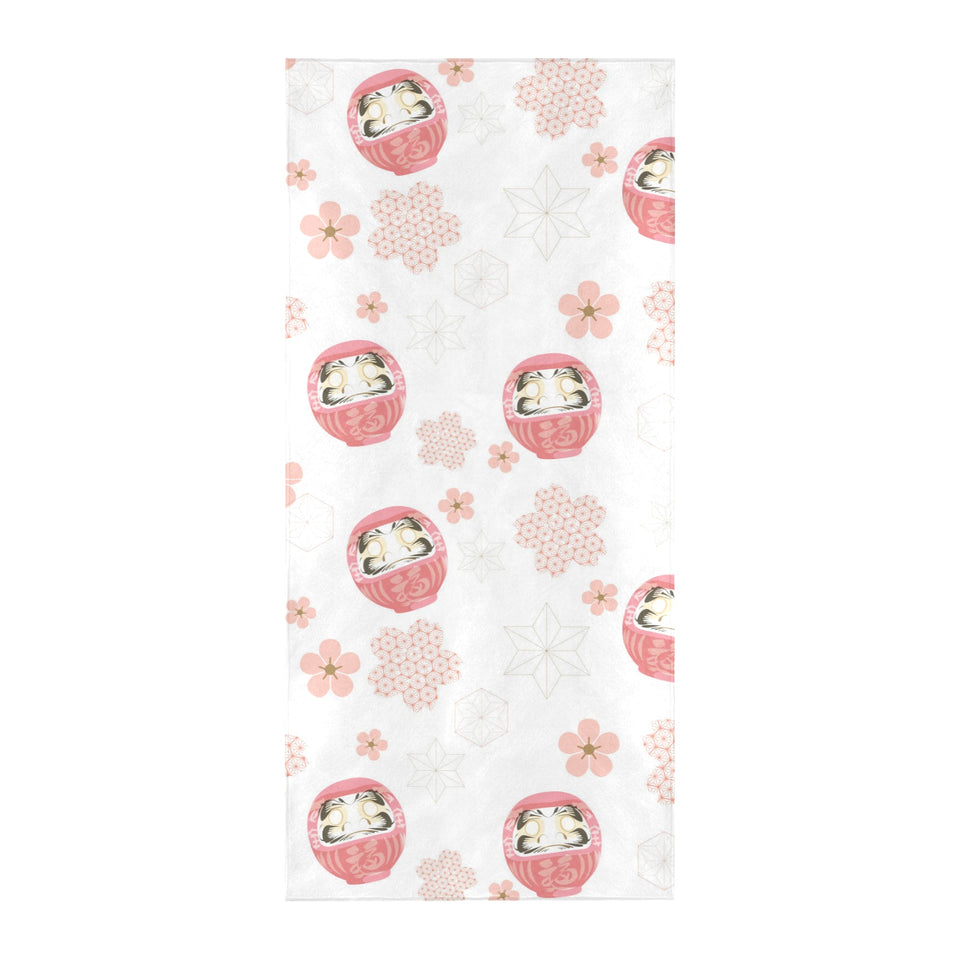 Daruma japanese wooden doll cherry blossom flower Beach Towel
