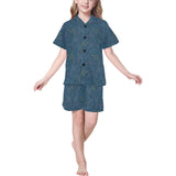 Swordfish Pattern Print Design 02 Kids' Boys' Girls' V-Neck Short Pajama Set