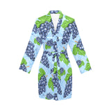 Watercolor grape pattern Women's Long Sleeve Belted Night Robe