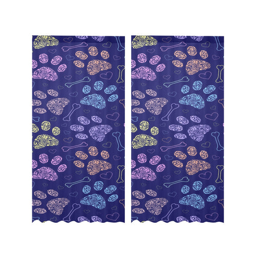 Dog Paws Pattern Print Design 02 Gauze Curtain