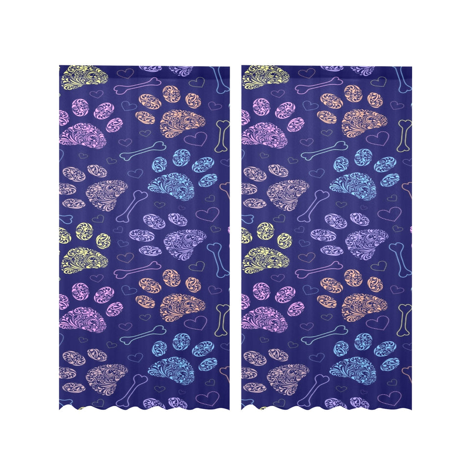 Dog Paws Pattern Print Design 02 Gauze Curtain