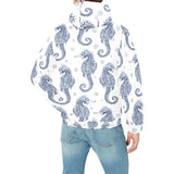 Seahorse pattern background Men's Padded Hooded Jacket