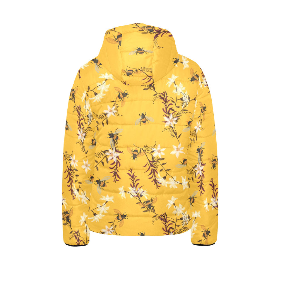 Bee flower pattern Kids' Boys' Girls' Padded Hooded Jacket