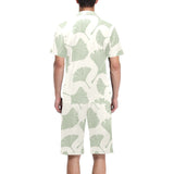 Ginkgo leaves pattern Men's V-Neck Short Pajama Set