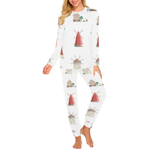 windmill design pattern Women's All Over Print Pajama Set
