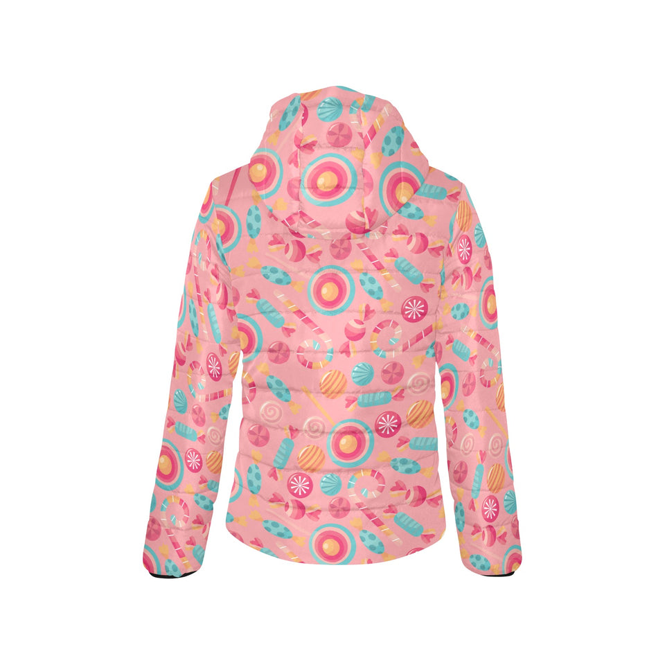 Colorful candy pattern Women's Padded Hooded Jacket