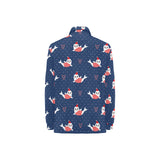 Cute sea lion seal christmas hat candy cane heart Women's Long Sleeve Polo Shirt