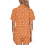 Engine Piston Orange Background Pattern Design 05 Women's V-Neck Short Pajama Set