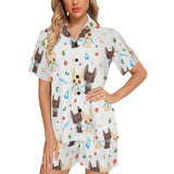 Cute Chihuahua dog pattern Women's V-Neck Short Pajama Set