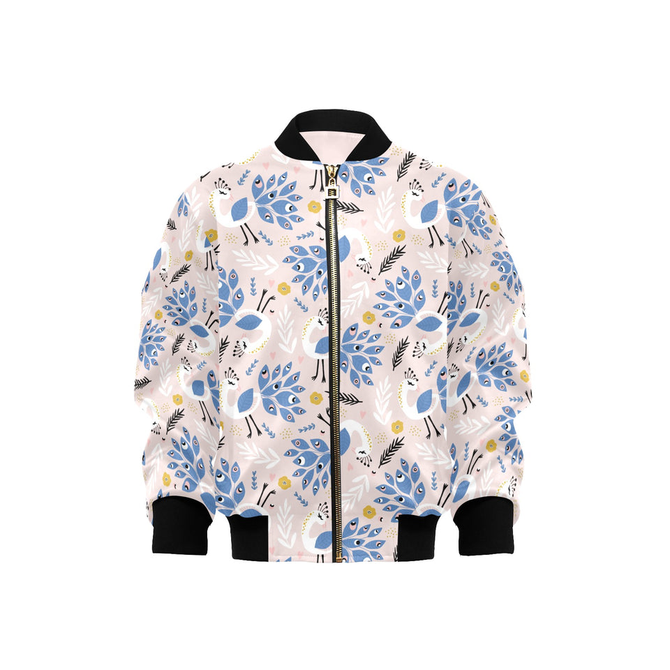 Cute peacock pattern Kids' Boys' Girls' Bomber Jacket