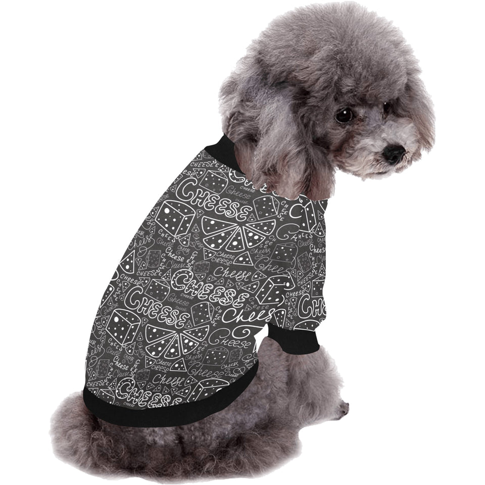Handwritten cheese pattern All Over Print Pet Dog Round Neck Fuzzy Shirt