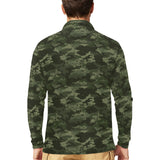 Digital Green camouflage pattern Men's Long Sleeve Polo Shirt