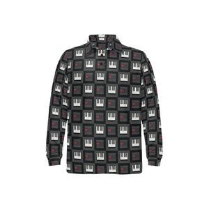 Piano Pattern Print Design 05 Men's Long Sleeve Polo Shirt