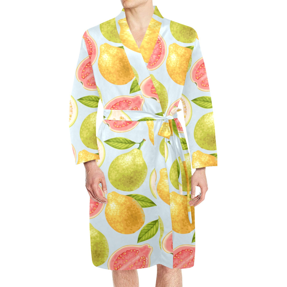Guava design pattern Men's Long Sleeve Belted Night Robe