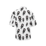Ninja pattern plaid background Women's All Over Print Hawaiian Shirt
