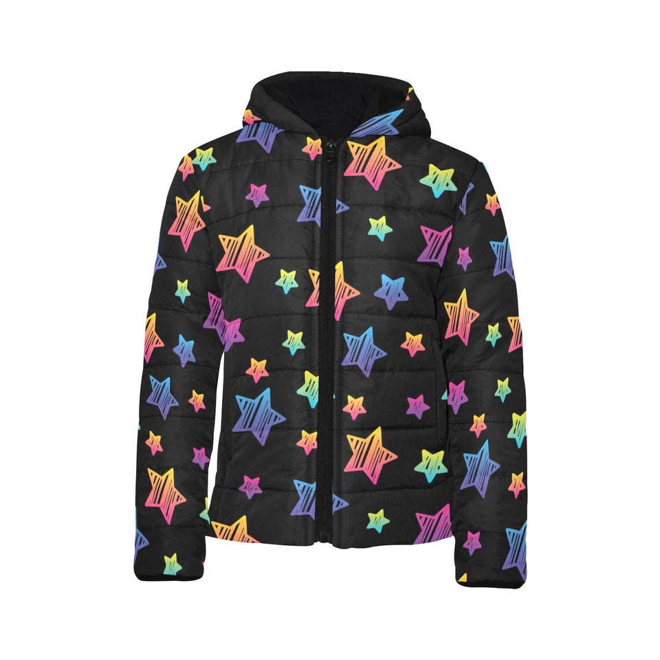 Colorful star pattern Kids' Boys' Girls' Padded Hooded Jacket