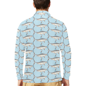 Swordfish Pattern Print Design 01 Men's Long Sleeve Polo Shirt