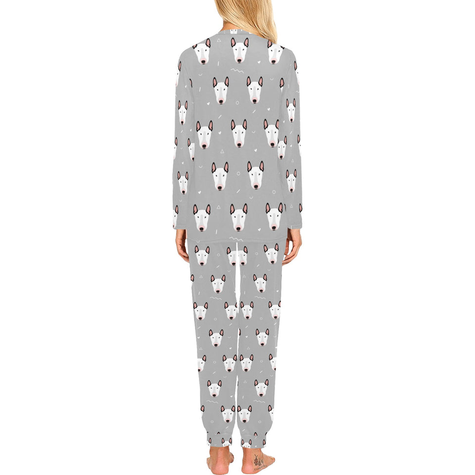 Bull Terrier Pattern Print Design 05 Women's All Over Print Pajama Set