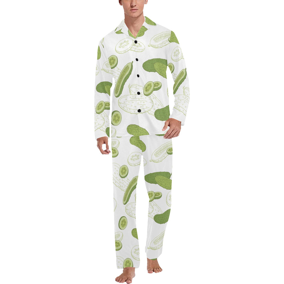 Cucumber sketch pattern Men's Long Pajama Set