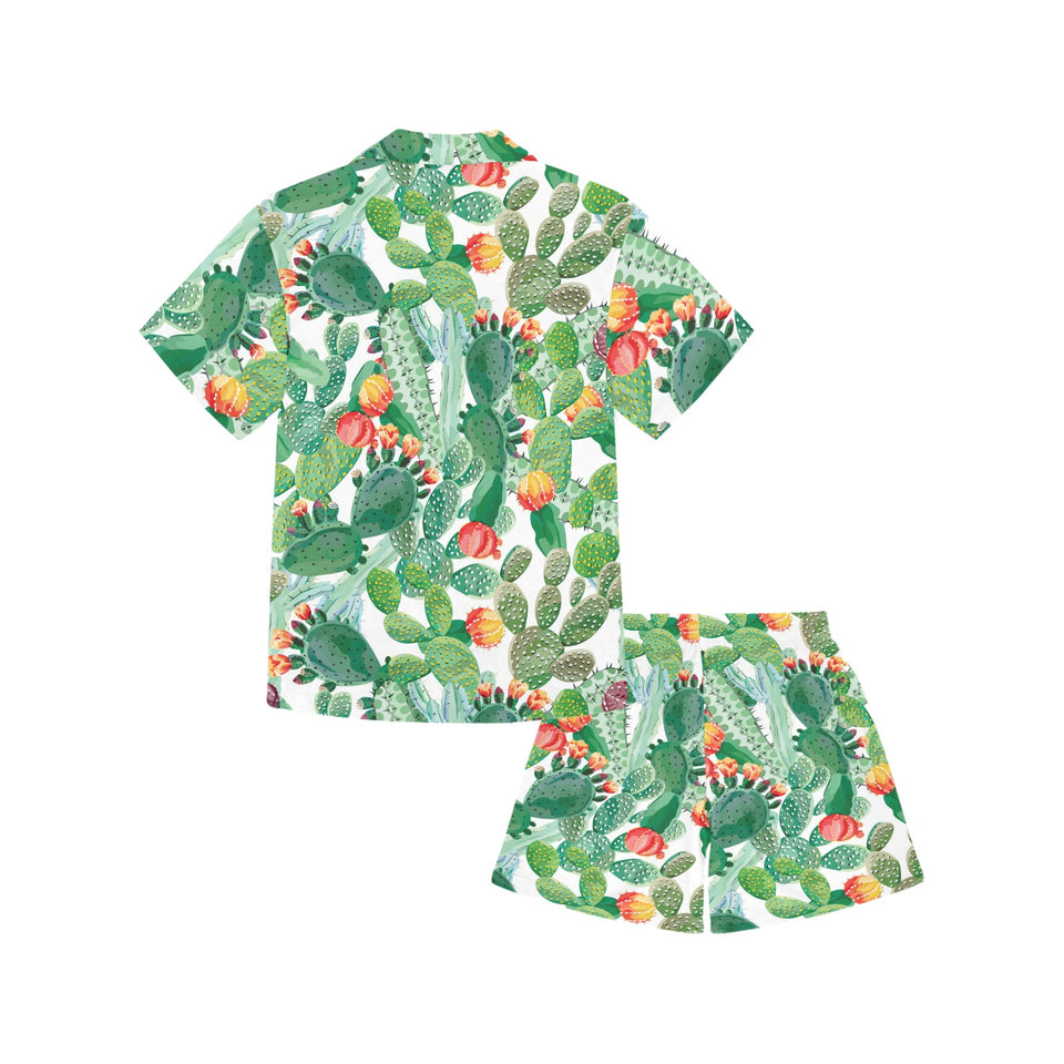 Cactus design pattern copy Kids' Boys' Girls' V-Neck Short Pajama Set