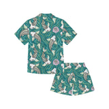 Koi Fish Carp Fish lotus pattern Kids' Boys' Girls' V-Neck Short Pajama Set