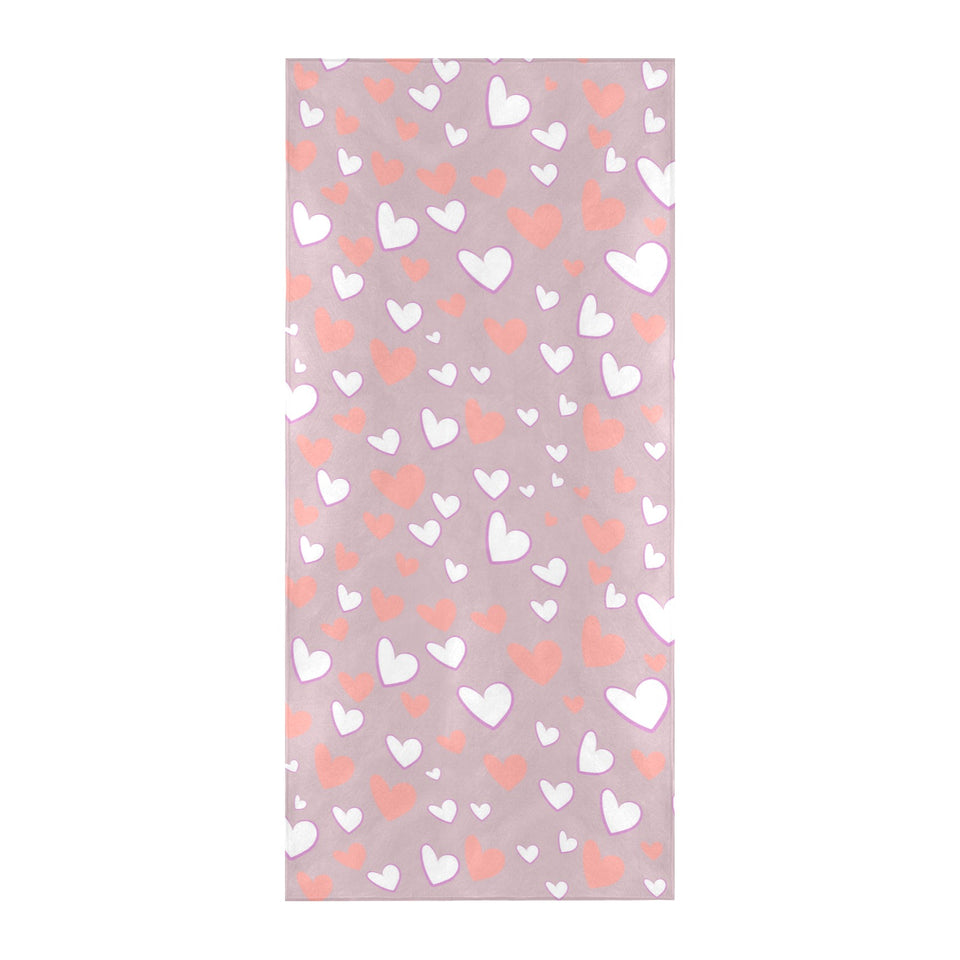 coral white heart pattern Beach Towel