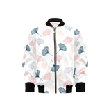Black Gray Cream coral ginkgo leaves pattern Kids' Boys' Girls' Bomber Jacket