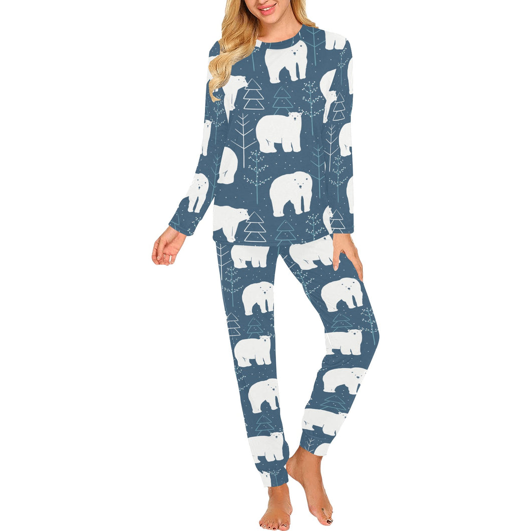 polar bear mother her child pattern Women's All Over Print Pajama Set