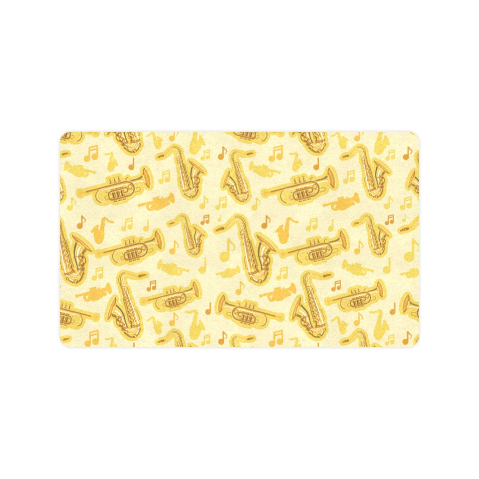 Saxophone cornet pattern yellow background Doormat