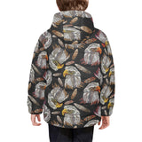 Eagle Pattern Print Design 05 Kids' Boys' Girls' Padded Hooded Jacket